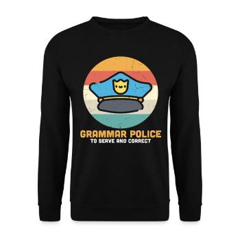 Grammatikpolizei, um lustige Zitate zu servieren und zu korrigieren - Unisex Pullover - Schwarz - Vorne - Alina (178cm) & Michal (187cm)