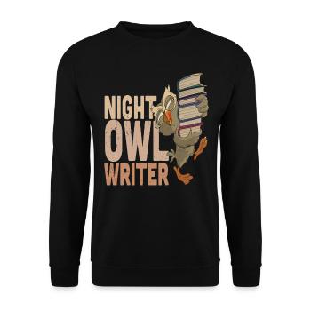 Night Owl Writer Writing Quotes - Unisex Sweatshirt - black - Front - Alina (178cm) & Michal (187cm)