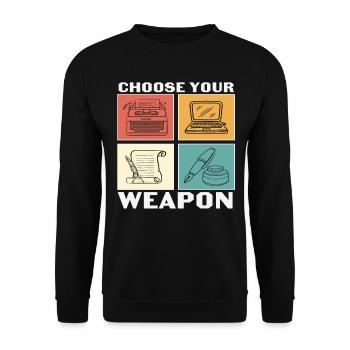 Wähle deine Waffenschreiber Zitate - Unisex Pullover - Schwarz - Vorne - Alina (178cm) & Michal (187cm)