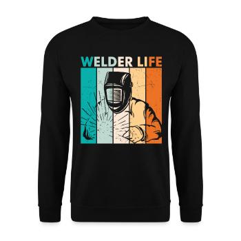 Soudeur Life Retro Vintage - Sweat-shirt Unisexe - noir - Devant - Alina (178cm) & Michal (187cm)