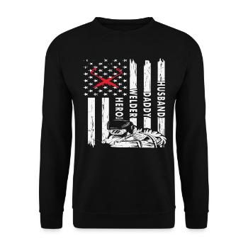 Mari Papa Soudeur Héros Soudage Citations - Sweat-shirt Unisexe - noir - Devant - Alina (178cm) & Michal (187cm)