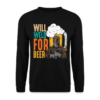 Will Weld For Beer Welding Retro - Unisex Sweatshirt - black - Front - Alina (178cm) & Michal (187cm)