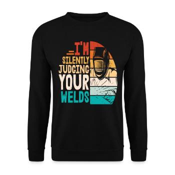 Je juge silencieusement vos soudures - Sweat-shirt Unisexe - noir - Devant - Alina (178cm) & Michal (187cm)