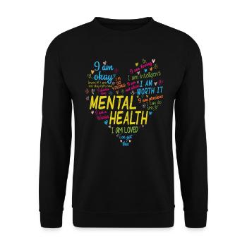 Chaleur mentale Je suis aimé Je suis précieux - Sweat-shirt Unisexe - noir - Devant - Alina (178cm) & Michal (187cm)