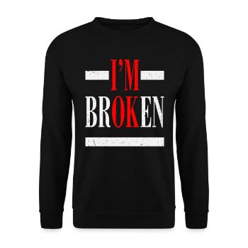 I'm Broken Broken Vintage - Unisex Sweatshirt - black - Front - Alina (178cm) & Michal (187cm)