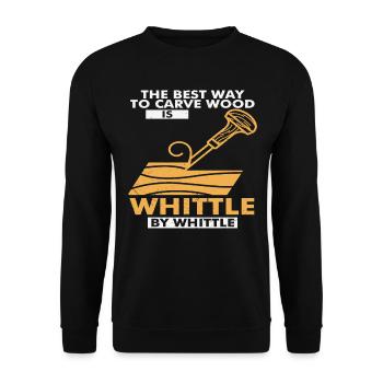 Der beste Weg, um das Holz zu schnitzen, ist Whittle by - Unisex Pullover - Schwarz - Vorne - Alina (178cm) & Michal (187cm)