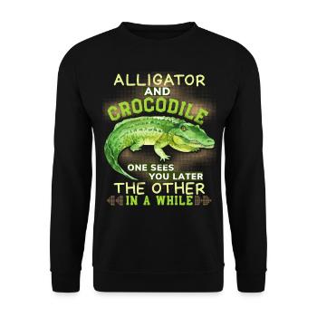 Krokodil-Crocodile Alligatoren lustiger Spruch Pun - Unisex Pullover - Schwarz - Vorne - Alina (178cm) & Michal (187cm)