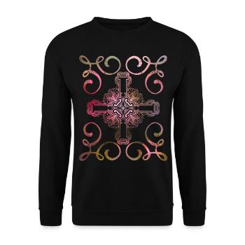 Christian Cross, Vintage Style, Jesus Christ - Unisex Sweatshirt - black - Front - Alina (178cm) & Michal (187cm)