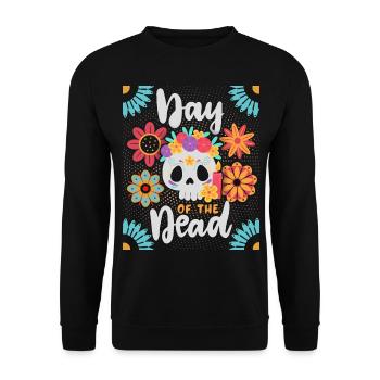 Day-of-the-Dead, Sugar-Skull - Unisex Sweatshirt - black - Front - Alina (178cm) & Michal (187cm)