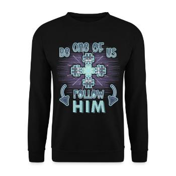 Christlicher Spruch Jesus Christus, Kreuz - Unisex Pullover - Schwarz - Vorne - Alina (178cm) & Michal (187cm)