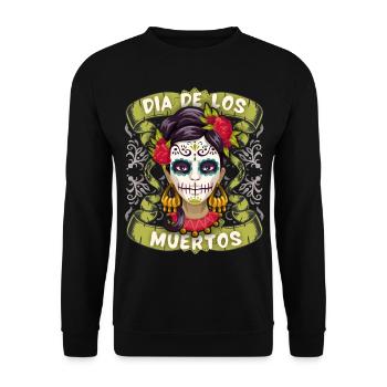 Dia-de-los-Muertos, Mexico Vintage-sugar-skull - Unisex Sweatshirt - black - Front - Alina (178cm) & Michal (187cm)