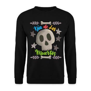 Dia-de-los-Muertos, Day-of-the-Dead, Sugar-Skull - Unisex Pullover - Schwarz - Vorne - Alina (178cm) & Michal (187cm)