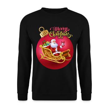 Merry Christmas Kalligrafie, Weihnachtsmann - Unisex Pullover - Schwarz - Vorne - Alina (178cm) & Michal (187cm)