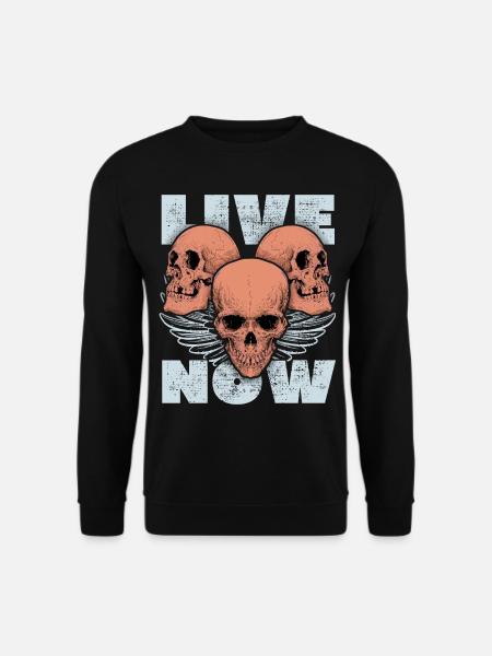 3 Totenschädel, 3 Totenköpfe, Engelflügel Spruch - Unisex Pullover - Schwarz