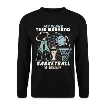 Basketball und Bier lustiger Spruch, Wochenende - Unisex Pullover - Schwarz - Vorne - Alina (178cm) & Michal (187cm)