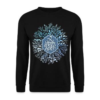 Happy Easter, Easter wreath, watercolor, calligraphy - Unisex Sweatshirt - black - Front - Alina (178cm) & Michal (187cm)