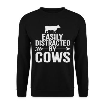 Easily Distracted By The Cows Black And White - Unisex Sweatshirt - black - Front - Alina (178cm) & Michal (187cm)