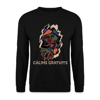 Câlins Gratuit Clown Terrifiant à travers le torse - Sweat-shirt Unisexe - noir - Devant - Alina (178cm) & Michal (187cm)