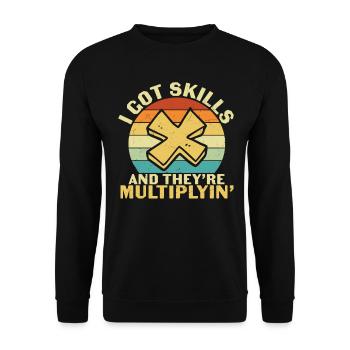 Ich habe Fähigkeiten und sie sind Multipyin' Math Quotes - Unisex Pullover - Schwarz - Vorne - Alina (178cm) & Michal (187cm)