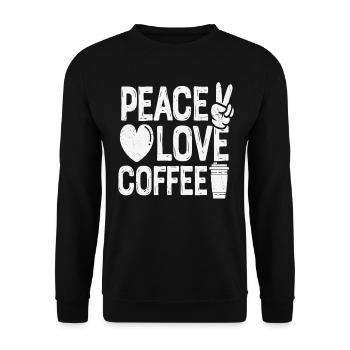 Peace Love Coffee Cool Coffee Lovers Citations - Sweat-shirt Unisexe - noir - Devant - Alina (178cm) & Michal (187cm)