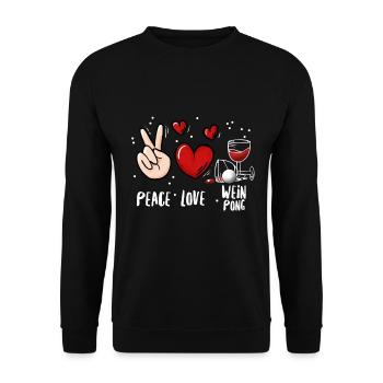 Wein Pong Trinkspiel - Unisex Pullover - Schwarz - Vorne - Alina (178cm) & Michal (187cm)