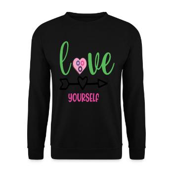 Liebe dich selbst Psychische Gesundheit ist wichtig - Unisex Pullover - Schwarz - Vorne - Alina (178cm) & Michal (187cm)