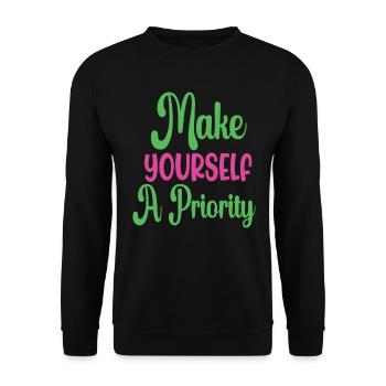 Make Yourself A Priority Mental Health - Unisex Sweatshirt - black - Front - Alina (178cm) & Michal (187cm)