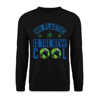 No Plastic Is The Cool Sea Protection Support - Unisex Sweatshirt - black - Front - Alina (178cm) & Michal (187cm)