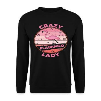 Crazy Flamingo Lady Flamingo Citations - Sweat-shirt Unisexe - noir - Devant - Alina (178cm) & Michal (187cm)
