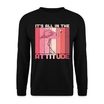 Es ist alles in der Einstellung Flamingo - Unisex Pullover - Schwarz - Vorne - Alina (178cm) & Michal (187cm)