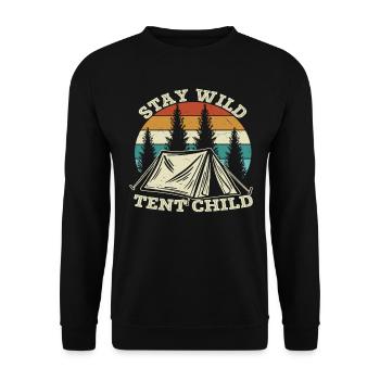 Stay Wild Tent Child Camping Quotes - Unisex Sweatshirt - black - Front - Alina (178cm) & Michal (187cm)