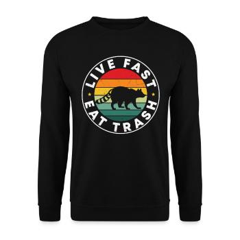Live Eat Fast Trash Funny Camping Citations - Sweat-shirt Unisexe - noir - Devant - Alina (178cm) & Michal (187cm)