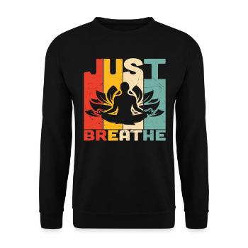 Just Breath Yoga Qutoes - Unisex Pullover - Schwarz - Vorne - Alina (178cm) & Michal (187cm)