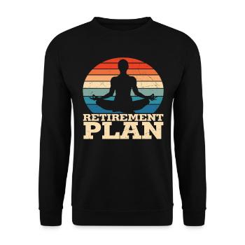 Altersvorsorge Yoga - Unisex Pullover - Schwarz - Vorne - Alina (178cm) & Michal (187cm)