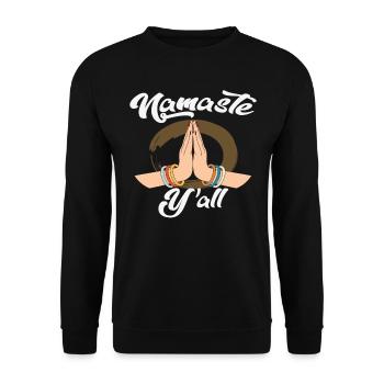 Namaste Y'all Yoga Zitate - Unisex Pullover - Schwarz - Vorne - Alina (178cm) & Michal (187cm)
