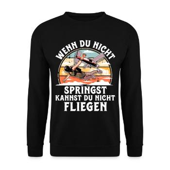 Fallschirmspringer Fallschirmspringen Fallschirm - Unisex Pullover - Schwarz - Vorne - Alina (178cm) & Michal (187cm)
