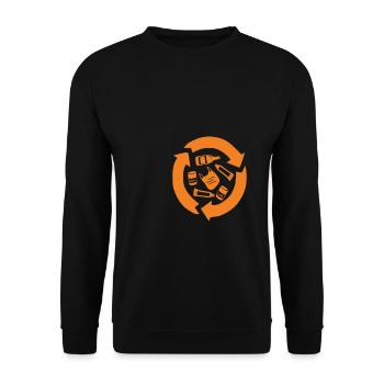 Recyceln Reduzieren Sie die Wiederverwendung von RRR-Strategien - Unisex Pullover - Schwarz - Vorne - Alina (178cm) & Michal (187cm)