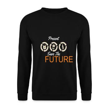 Recyceln Sie die Gegenwart, retten Sie die zukünftige Erde - Unisex Pullover - Schwarz - Vorne - Alina (178cm) & Michal (187cm)