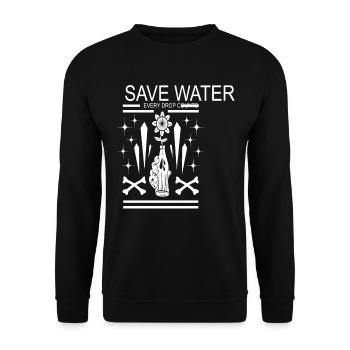 Save Water Every Drop Counts Water Safety - Unisex Sweatshirt - black - Front - Alina (178cm) & Michal (187cm)