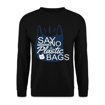 Say No To Plastic Bags Sea Protection Support - Unisex Sweatshirt - black - Front - Alina (178cm) & Michal (187cm)
