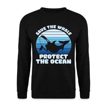 Rette den Wal Schütze den Ozean - Unisex Pullover - Schwarz - Vorne - Alina (178cm) & Michal (187cm)