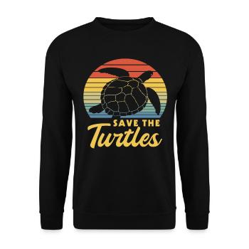 Save The Turtles Retro - Unisex Sweatshirt - black - Front - Alina (178cm) & Michal (187cm)