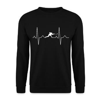 Eishockey Herzschlag Eishockey EKG Geschenk - Unisex Pullover - Schwarz - Vorne - Alina (178cm) & Michal (187cm)
