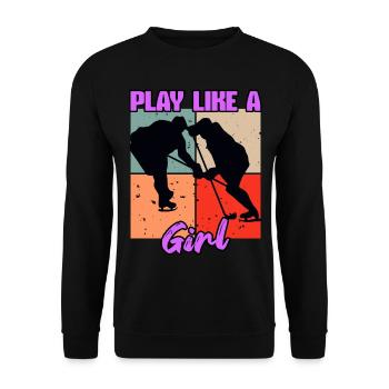 Eishockey Frauen Eishockeyspielerin Geschenk - Unisex Pullover - Schwarz - Vorne - Alina (178cm) & Michal (187cm)