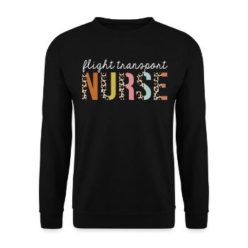 Flight-Transport Krankenschwester Bunte Leoparden-Print - Unisex Pullover - Schwarz - Vorne - Alina (178cm) & Michal (187cm)