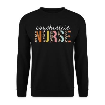 Psychiatric Nurse Colorful Leopard Print Funny - Unisex Sweatshirt - black - Front - Alina (178cm) & Michal (187cm)