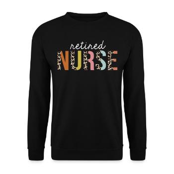Retired Nurse Colorful Leopard Print Funny - Unisex Sweatshirt - black - Front - Alina (178cm) & Michal (187cm)