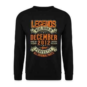 2012 Dezember Geburtstag Legende - Unisex Pullover - Schwarz - Vorne - Alina (178cm) & Michal (187cm)