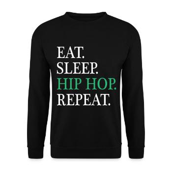 Manger Dormir HipHop Répéter - Sweat-shirt Unisexe - noir - Devant - Alina (178cm) & Michal (187cm)