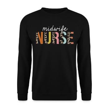 Hebamme Krankenschwester bunte Leopard Print lustig - Unisex Pullover - Schwarz - Vorne - Alina (178cm) & Michal (187cm)